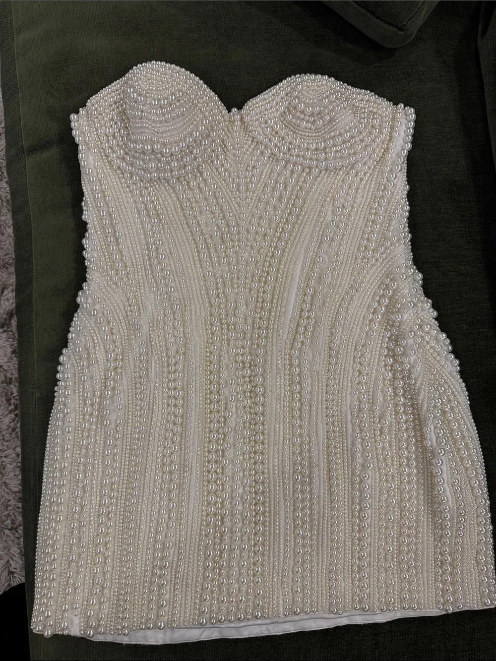 Retrofete Strapless Beaded Pearl Mini Dress *Like New, Worn Once* - Picture 3 of 5